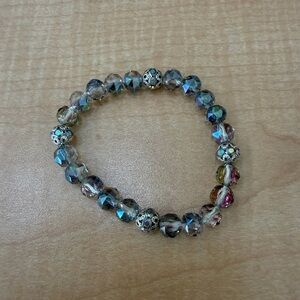 5 Multicolor Faceted Crystal Stretch Bracelet